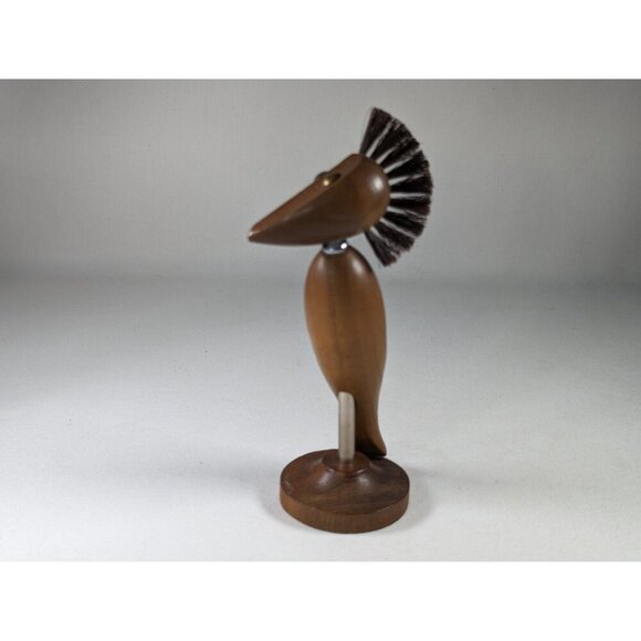 Vintage minimalist wood bird bottle opener, MCM Danish Bird Corkscrew + Bottle - Picture 10 of 10